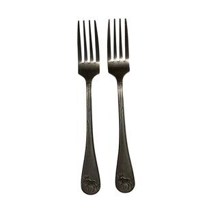 Set Of 2 Stainless Steel Moose-Themed Forks flatware china